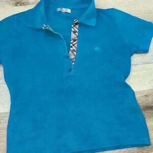 Burberry polo blue short sleeve button up